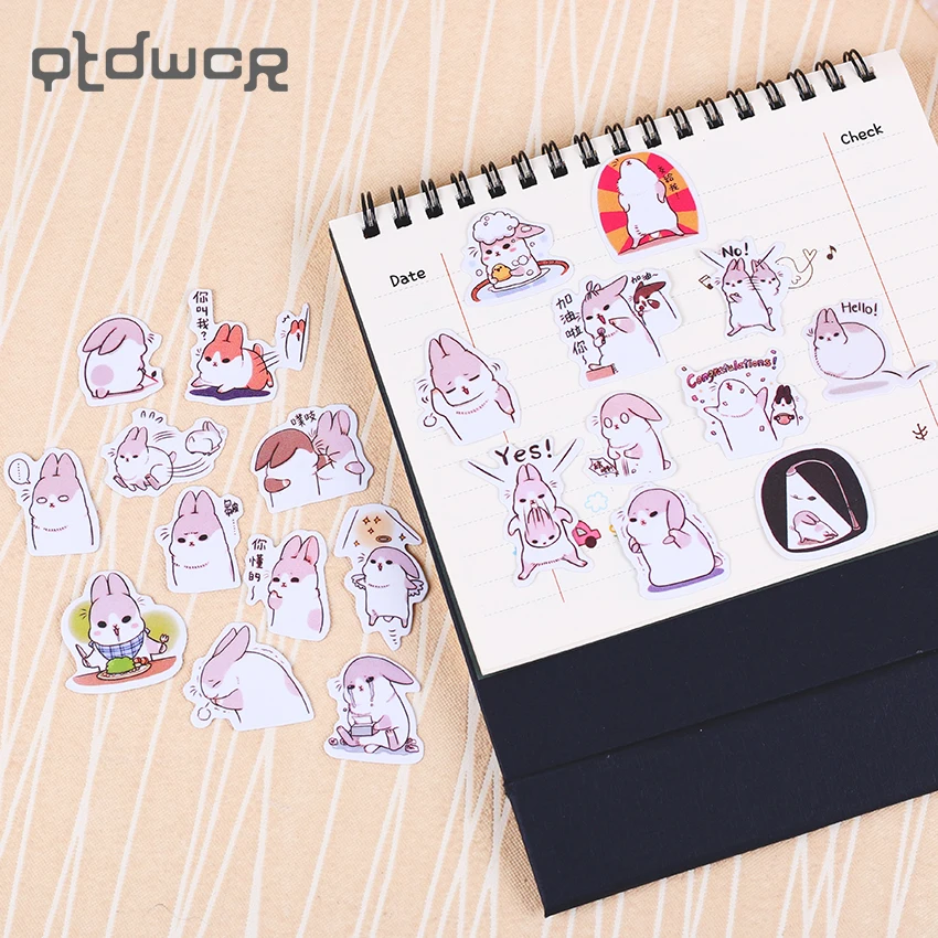 

40 PCS/set Cartoon Pet Stationery Sticker Chubby Rabbit Series Decoration DIY Album Scrapbooking Sticker Gift Material Escolar