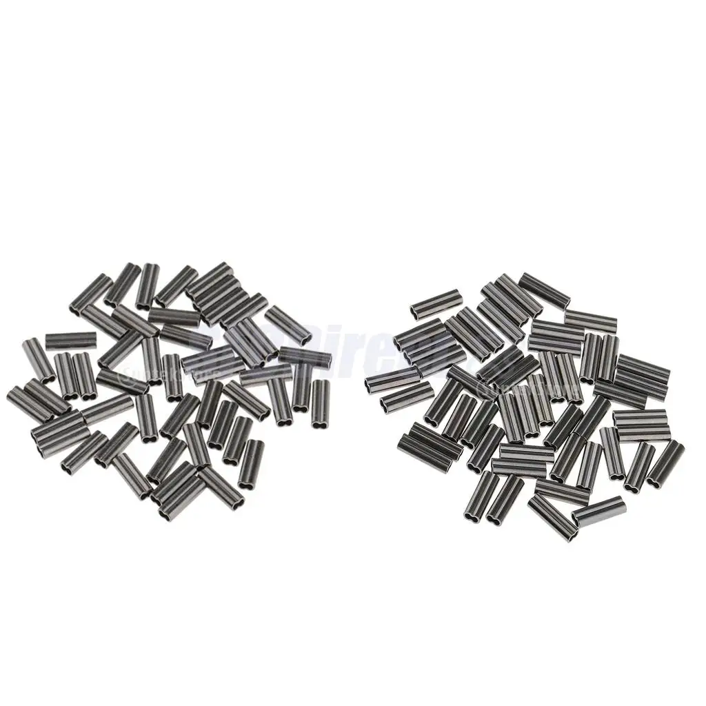 100pcs Double Barrel Copper Crimp Sleeves Fishing Crimps 1mm /1.2mm Bore