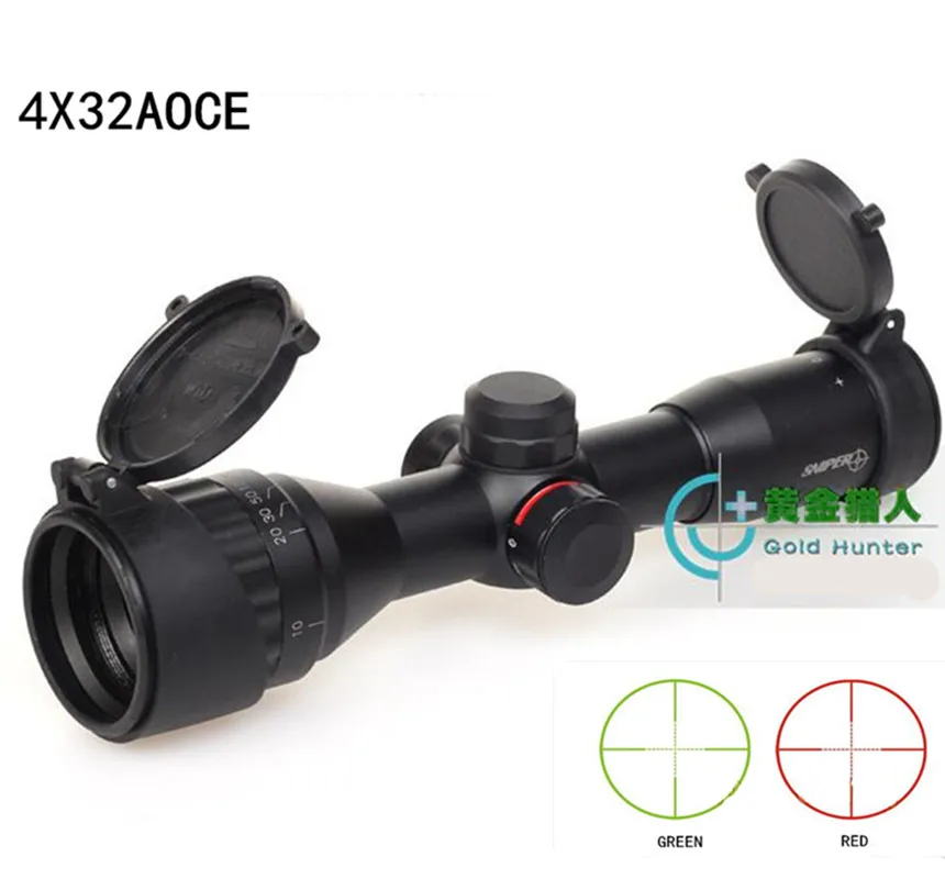 New 4X32 optical zoom red and green cross sight riflescope hunting