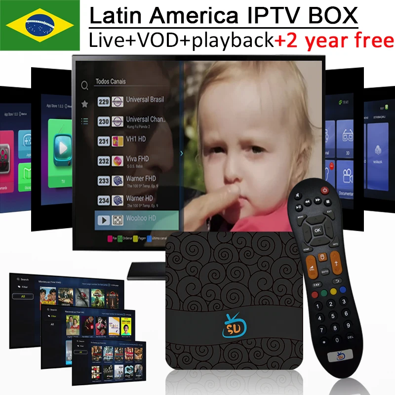 Azamerica GO tv Basil IPTV приставка с 2 годами IP tv подписка Бразильский Португальский интернет сервер для ip-телевидения потоковой передачи