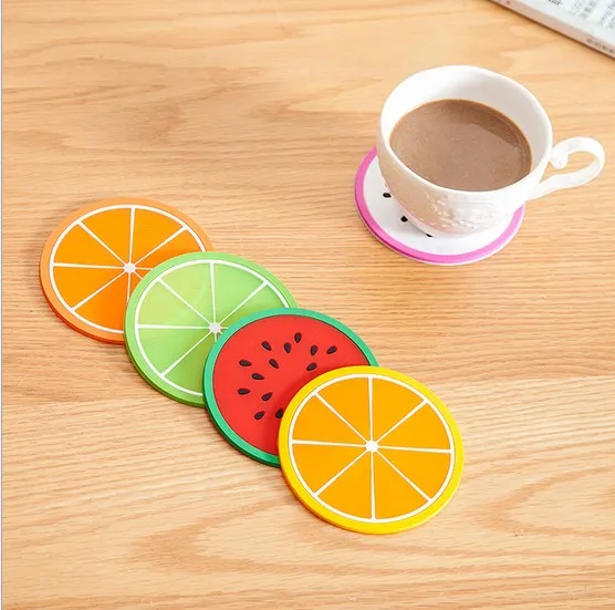 

2ps/lot Colorful Fruit Jelly Shape Silcone Cup Mat Coaster Creative Antiskid Insulation Pad Coaster Placemat KW 029