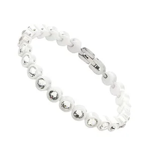 Женский браслет с кристаллами, австралийские стразы, никогда не выцветают, черный, белый, керамический браслет, свадебные ювелирные изделия, подарок - Окраска металла: White Bracelet