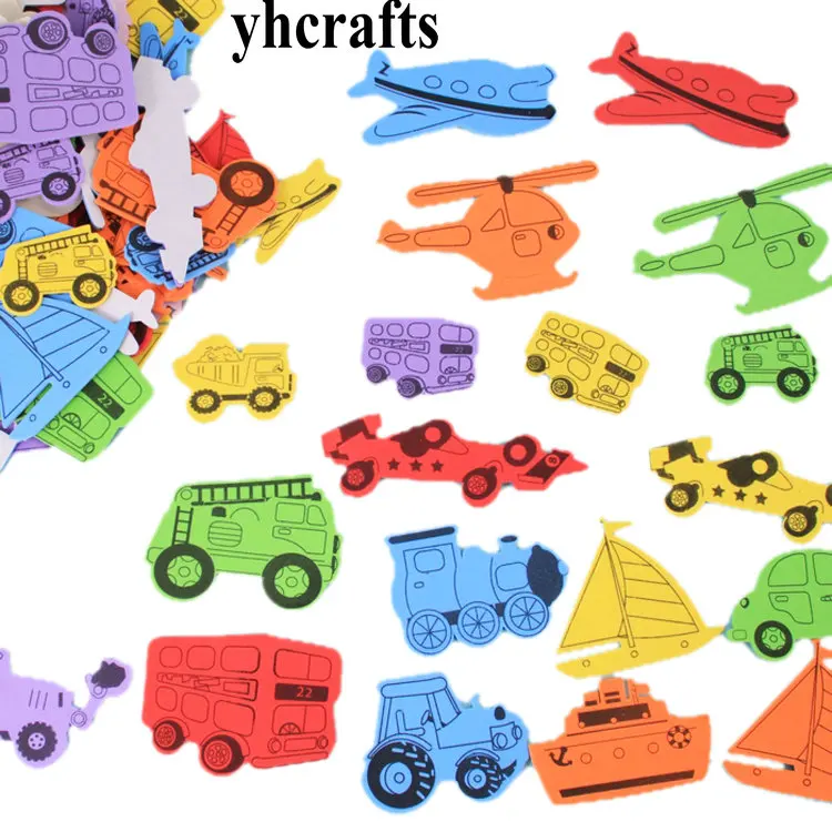 1 упаковка/партия. Поролоновые цветочные горшки, поролоновые наклейки, Ранние развивающие игрушки. Игрушка для детского сада, цветная игрушка для обучения животных, сделай сам, дешево - Цвет: 25PCS car