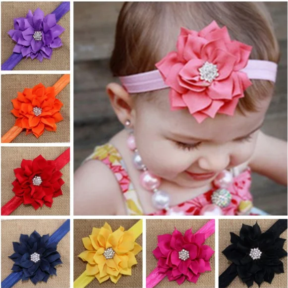 Children's Headdress Baby Hairbands Double Lotus Leaf Water Drill Baby