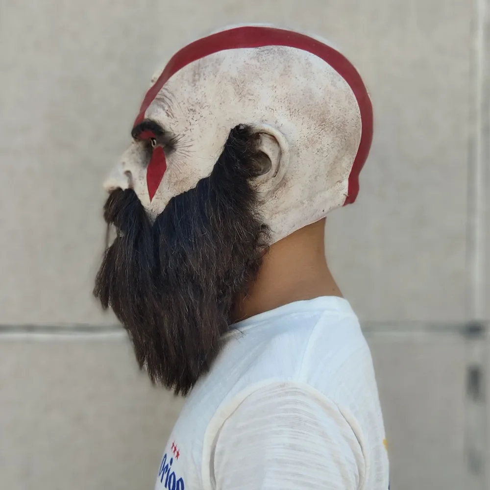 Game God Of War Mask with Beard Cosplay Kratos Horror Latex Masks Helmet Halloween Scary Party Props DropShipping4