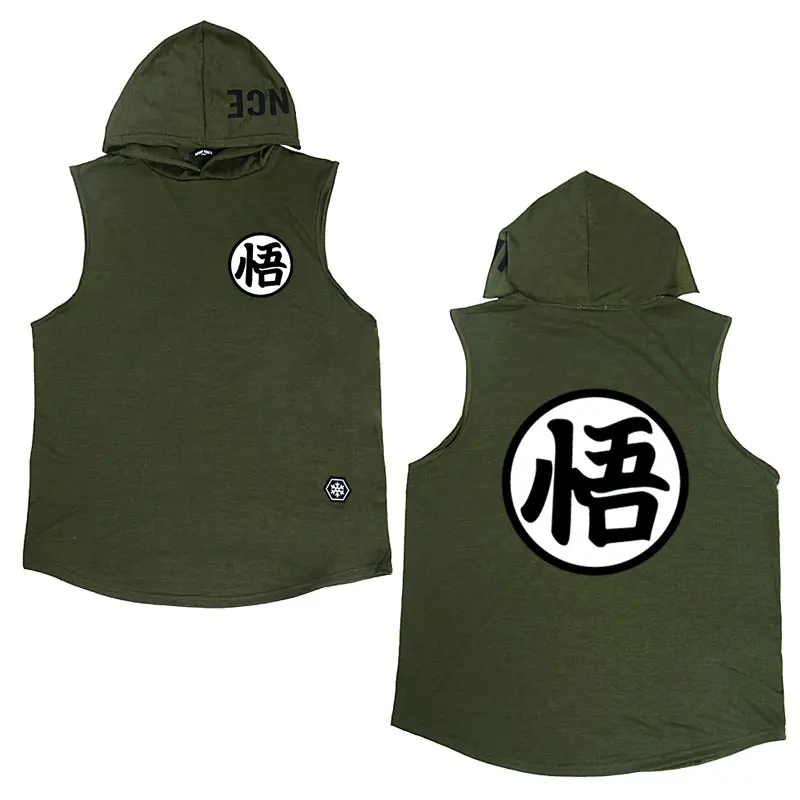Новинка camiseta dragon ball модная футболка без рукавов с капюшоном летняя футболка с принтом dragon ball футболка с персональным принтом Мужская футболка - Цвет: Army Green MT46