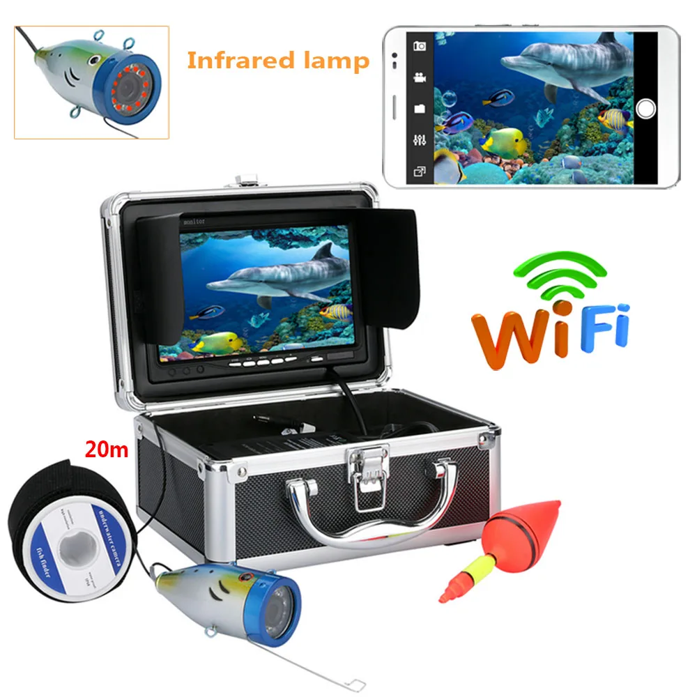 PDDHKK Wifi беспроводной " цветной дисплей TFT визуальный видео рыболокатор камера с 12 шт инфракрасная лампа светодиодный свет рыболокатор