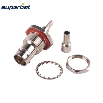 

Superbat 10pcs 75ohm BNC Female Connector Crimp Jack Female Bulkhead O-ring for Coaxial Cable RG179 RG174 RG316 LMR100