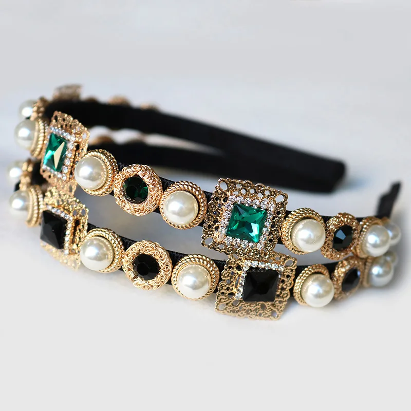 New Hairband Baroque Crown Luxury Crystal Headband Vintage Metal Headdress Fashion Pearl Hair Jewelry Wedding Accessories Bijoux New Hairband Baroque Crown Luxury Crystal Headband Vintage Metal Headdress Fashion Pearl Hair Jewelry Wedding Accessories Bijoux