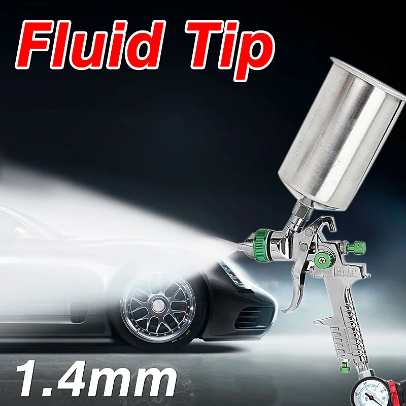 HVLP Paint Spray Gun Set With Gauge Nozzle Cars Painting