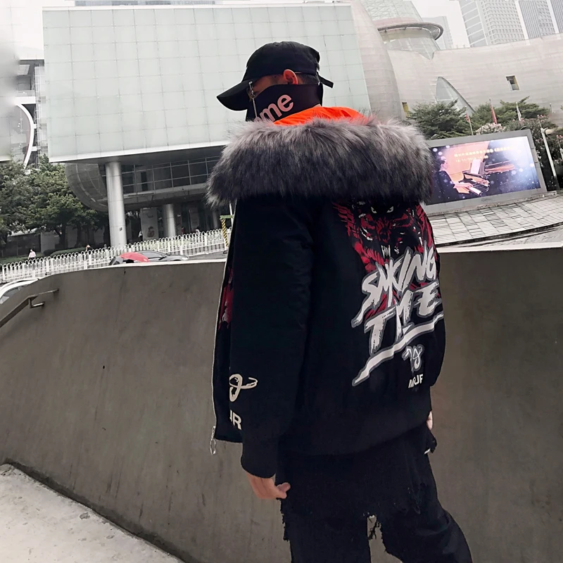 Прямая доставка черный негабаритных куртка Для мужчин парки зимние Swag Tyga пальто
