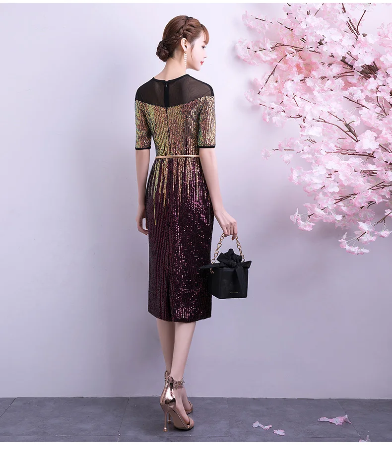 Wei yin Robe De Soiree 2019 большого размера эластичный элегантный длинный вечернее платье простое вечернее платье с блестками