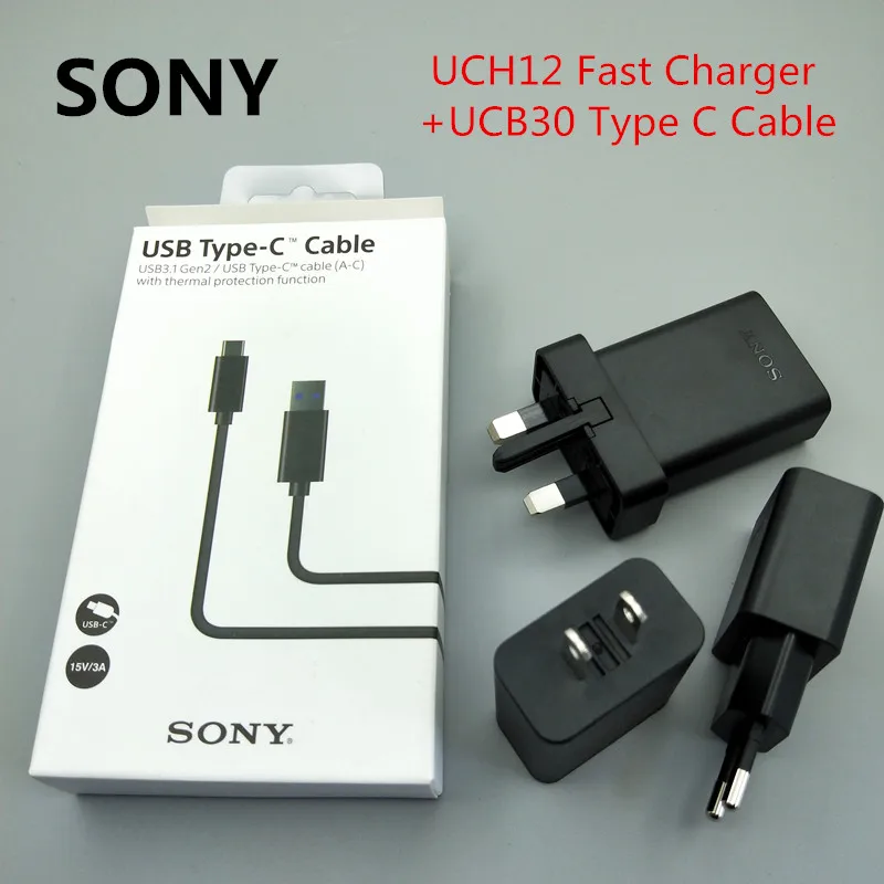 

Original SONY Quick Charger UCH12 fast Adapter UCB30 USB Type C Cable for Xperia XZS L1 XZ1 X COMPACT XZ Premium XA1 ULTRA Plus