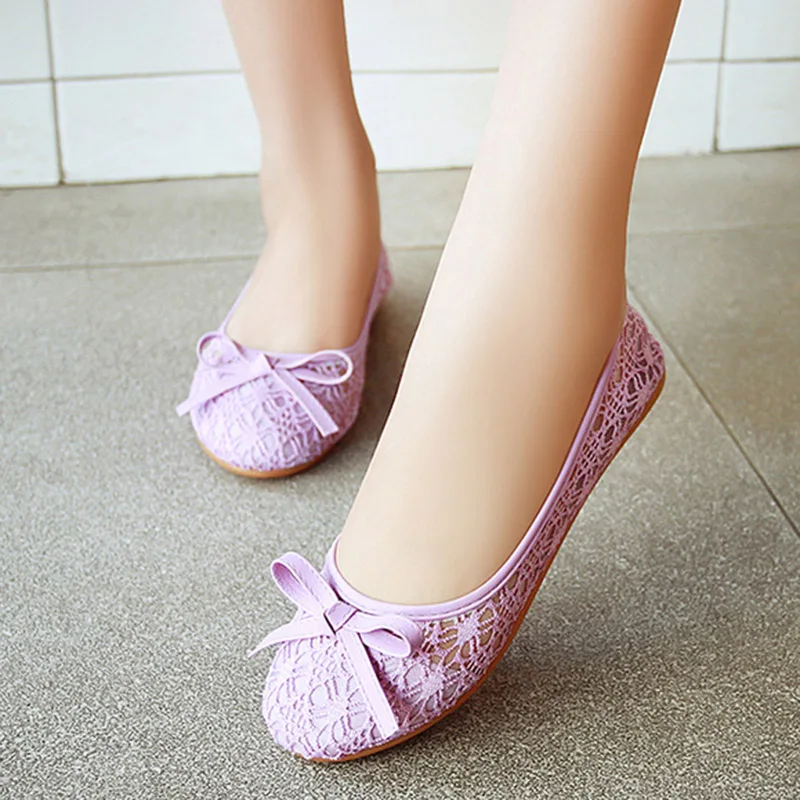 

2017 Women Lace Upper Flats Slip On PU Casual Shoes Comfortable Round Toe Flat Shoes Hollow Out Women's Breathable Shoes
