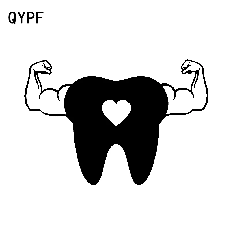 Qypf 16 8cm 11 2cm Tooth Little Heart Arm Bicep Cartoon Fun Vinyl Car Sticker Decal Black Silver C15 3321 Car Stickers Aliexpress