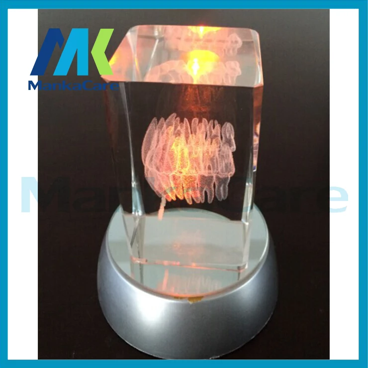 

Crystalline Teeth handicraft Dental clinic decoration furnishing articles Creative gifts Laser Etched Tooth Crystal Glass Cube