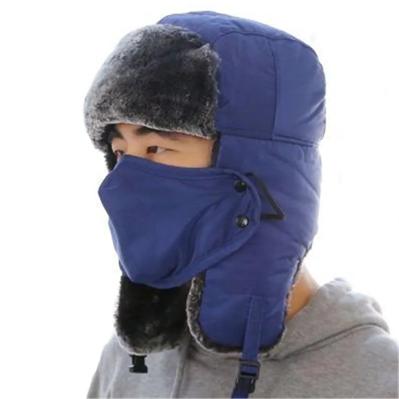 Bomber Hat Winter Cotton Women Warm Adjust Size Caps Button Proof