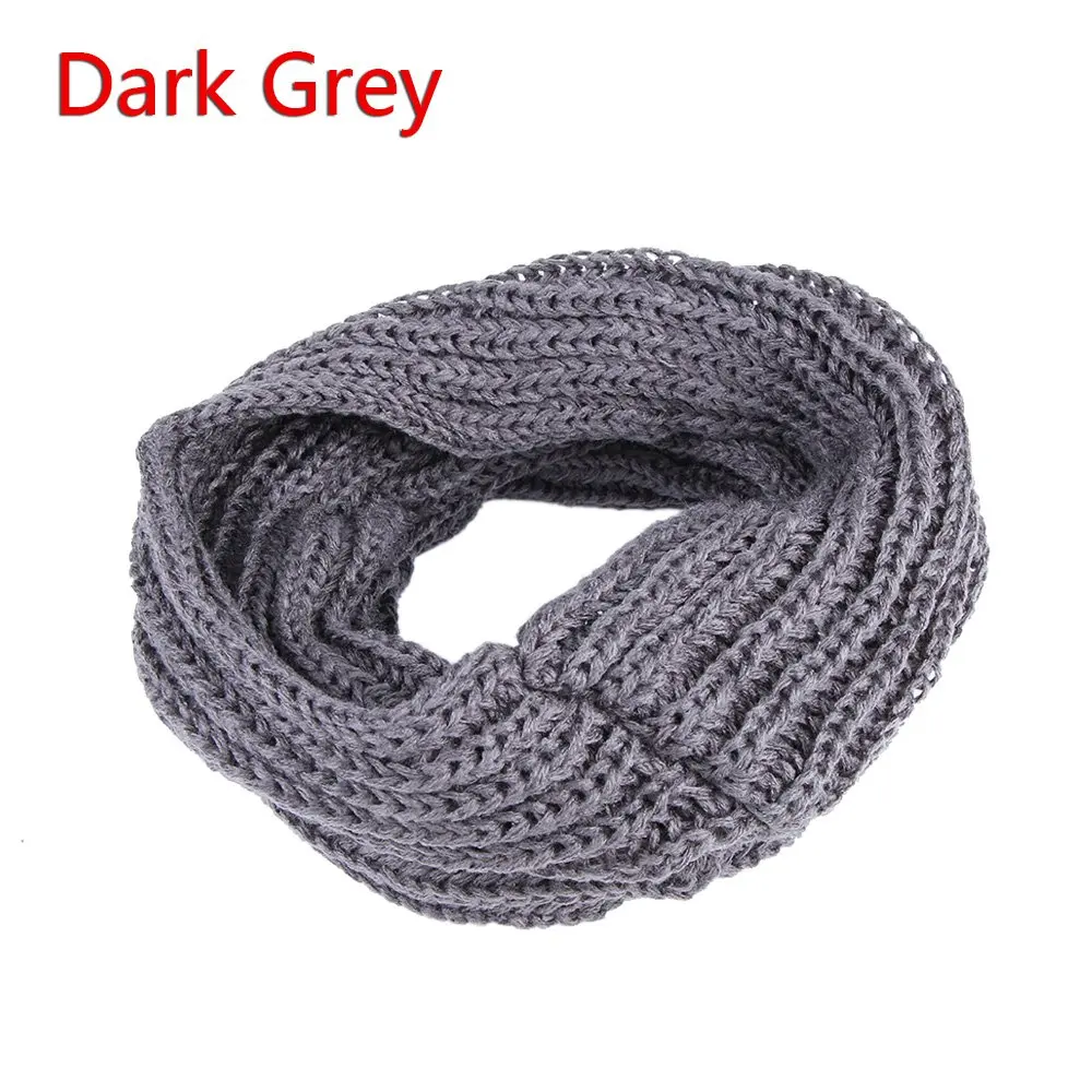 B-dark grey 1 шт., Зимний теплый шарф-хомут, Круглый вязаный шарф для женщин и девочек, вязаный шерстяной шарф с круглым вырезом, Одноцветный шарф-снуд Infinit - Цвет: B-dark grey