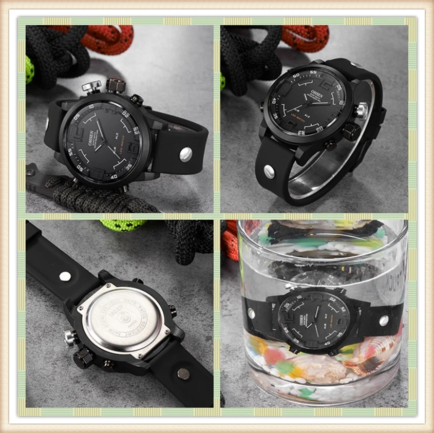 Новая мода OHSEN бренд светодиодный спортивные мужские часы аналоговые кварцевые часы спортивные часы мужские водонепроницаемые Relogio Masculino повседневные часы