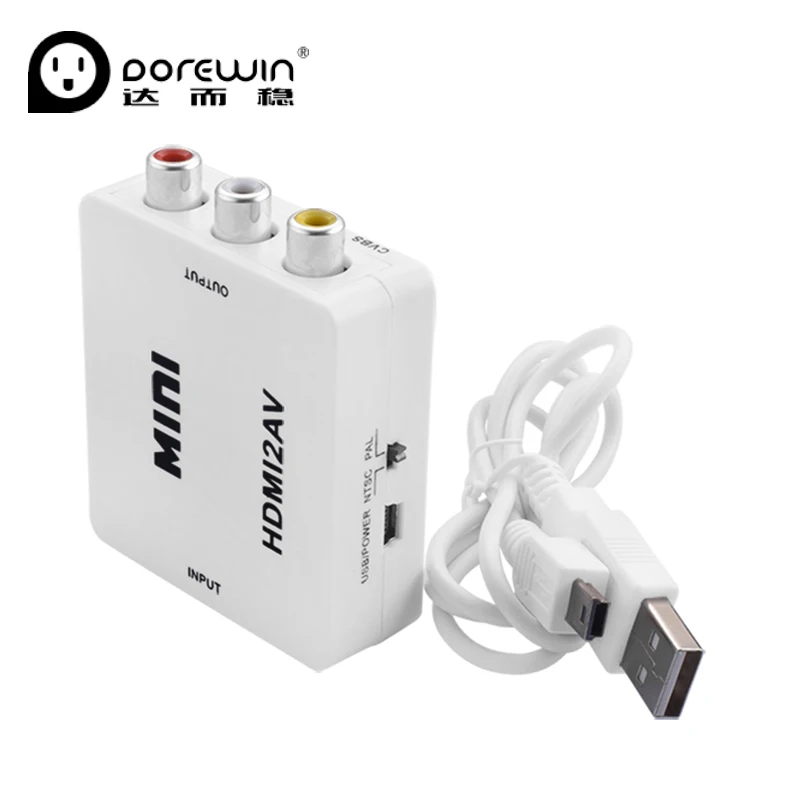 

Dorewin HDMI to AV RCA Converter HDMI to AV Adapter Android TV Smart Box Laptop Chromecast for 1080P 720P 480P NTSC/PAL HDMI2AV