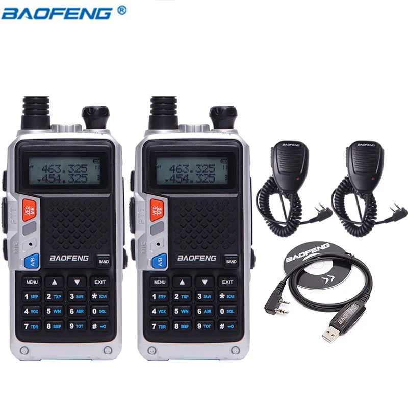 2 шт. BaoFeng BF-UVB3 Plus Walkie Talkie мощное радио CB трансивер 8 Вт 10 км длинный диапазон портативное радио для леса и города - Цвет: 2 Mic 1 Cable