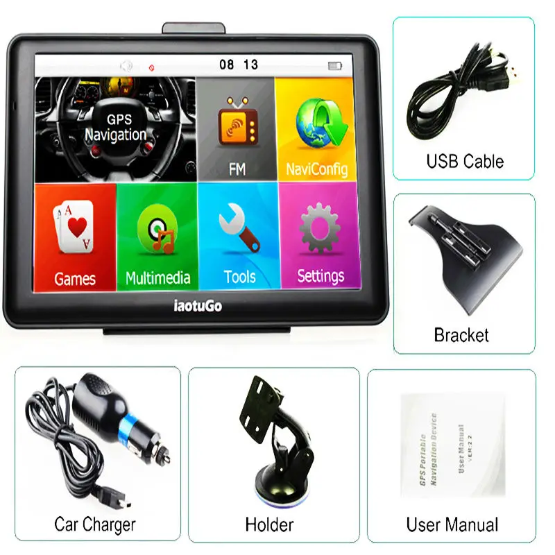 GPS Navigator 7" Capacitive Car Truck Navigation System Bluetooth AVIN 128 8G FM Free Maps Updated