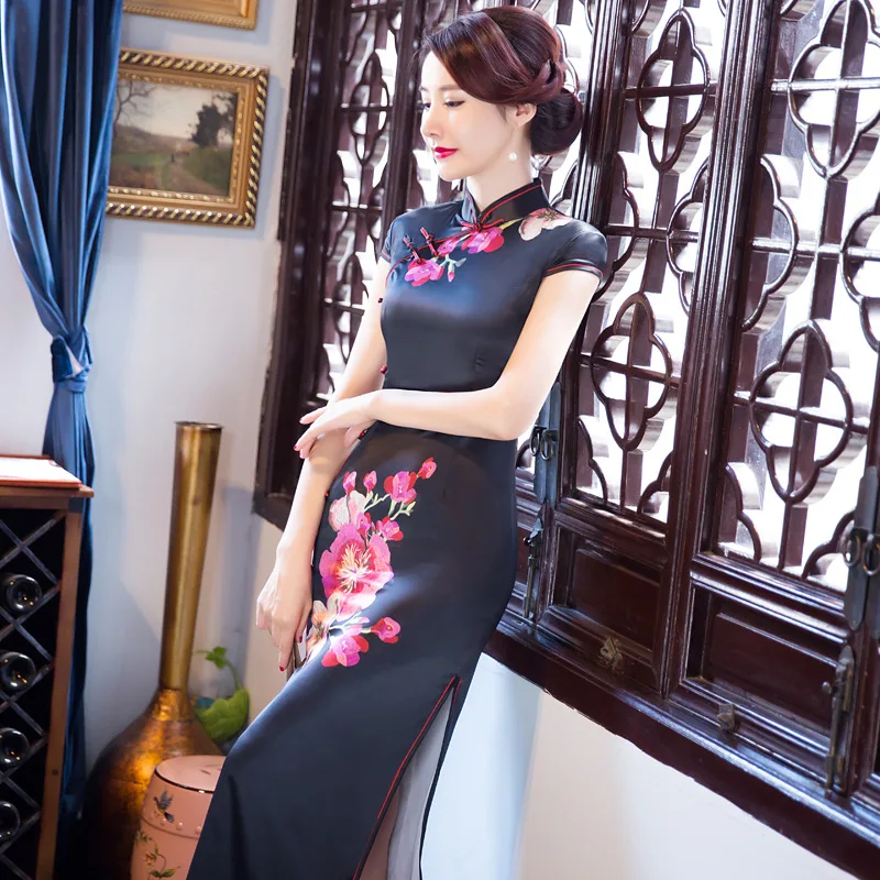 Красное черное синее желтое зеленое чонсам китайский для свадьбы Qipao