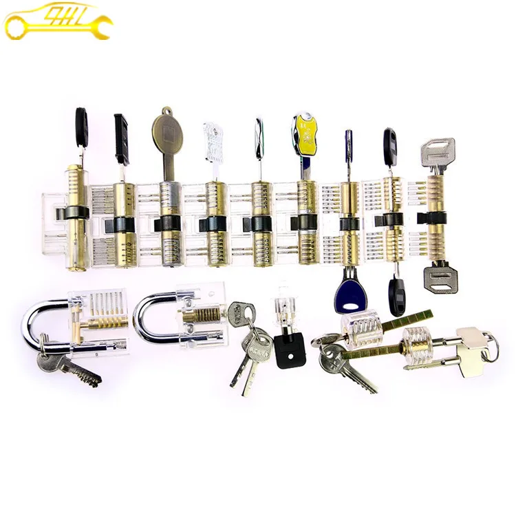 New Arrival 14pcs Transparent Lock Combination Cutaway Practice Locks For Locksmith Training