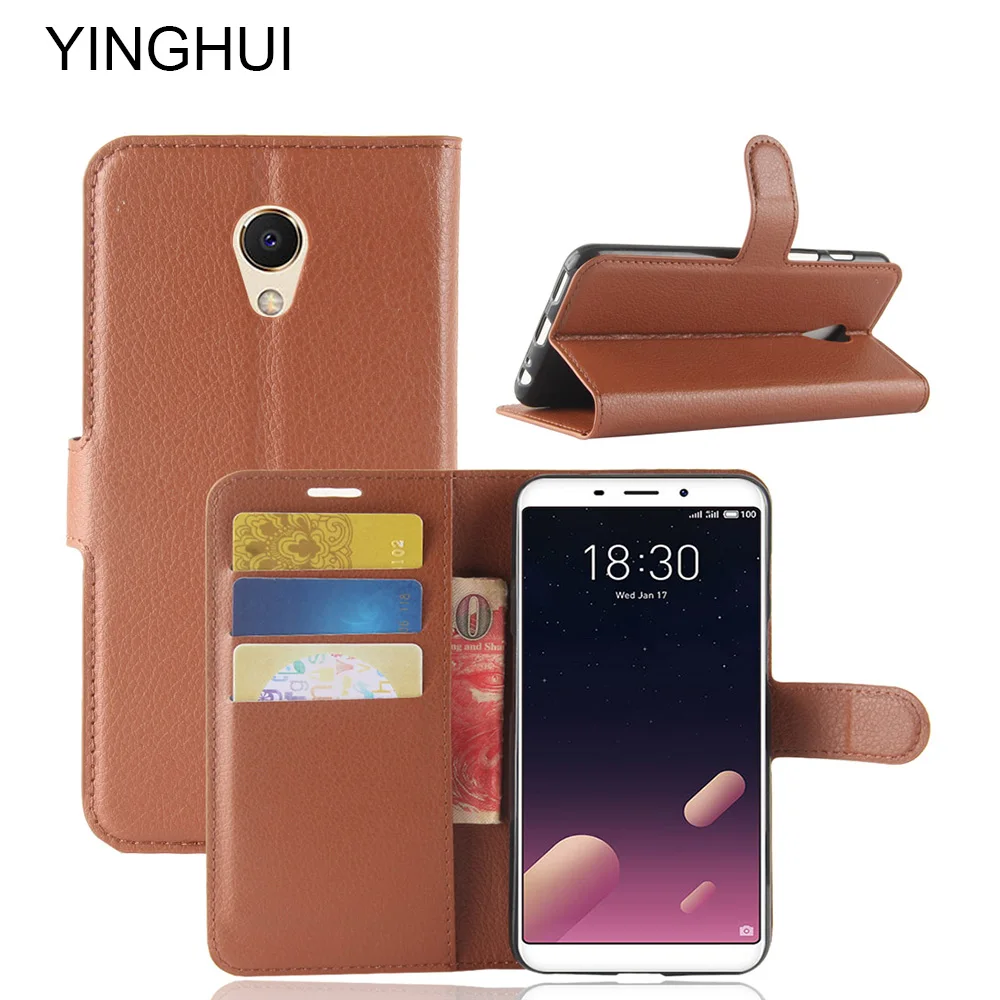

YINGHUI For Meizu M6s Case PU Leather Flip Back Cover Skin For Meizu M6s 5.7" Luxury Phone Cases Soft Silicon Protector Case