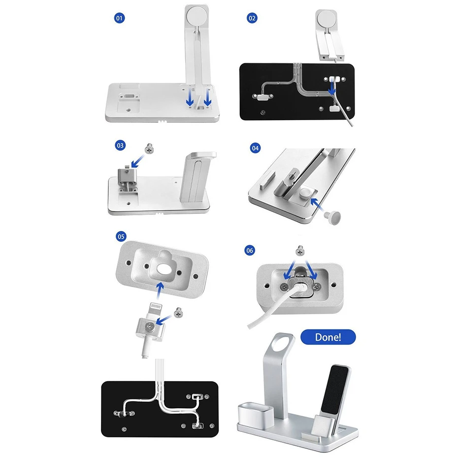 Metal Charger Dock Stand Holder For Iphone Airpods Apple Watch Aluminium Alloy Stand For Iphone X Cable Organizer Station Holder (7)