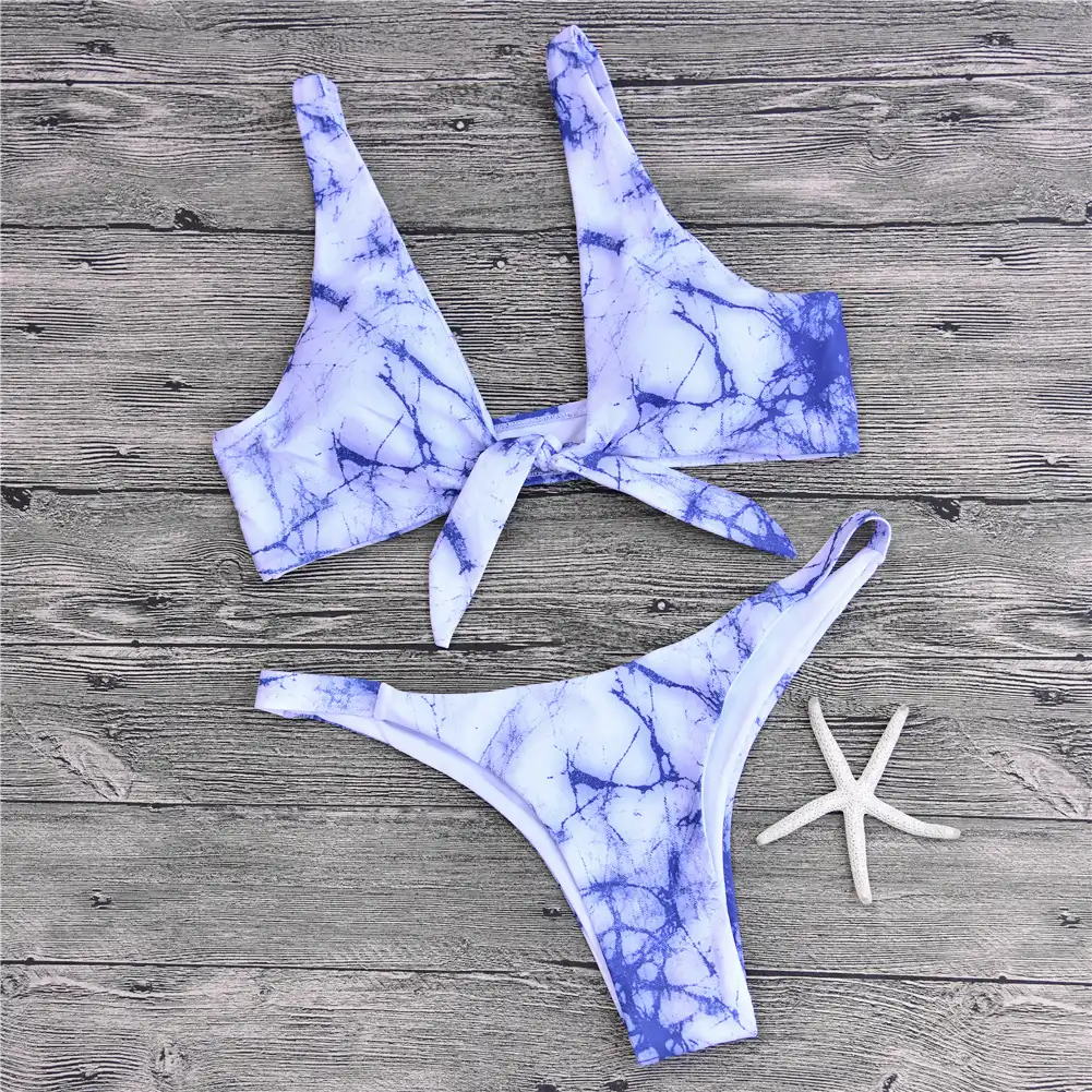 blue and white tie dye swimsuit