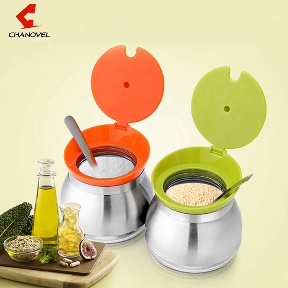 

Fashion 304 Stainless steel spice jar Seasoning Box Condiment box Castor Sugar Bowl Creative Kitchen supplies