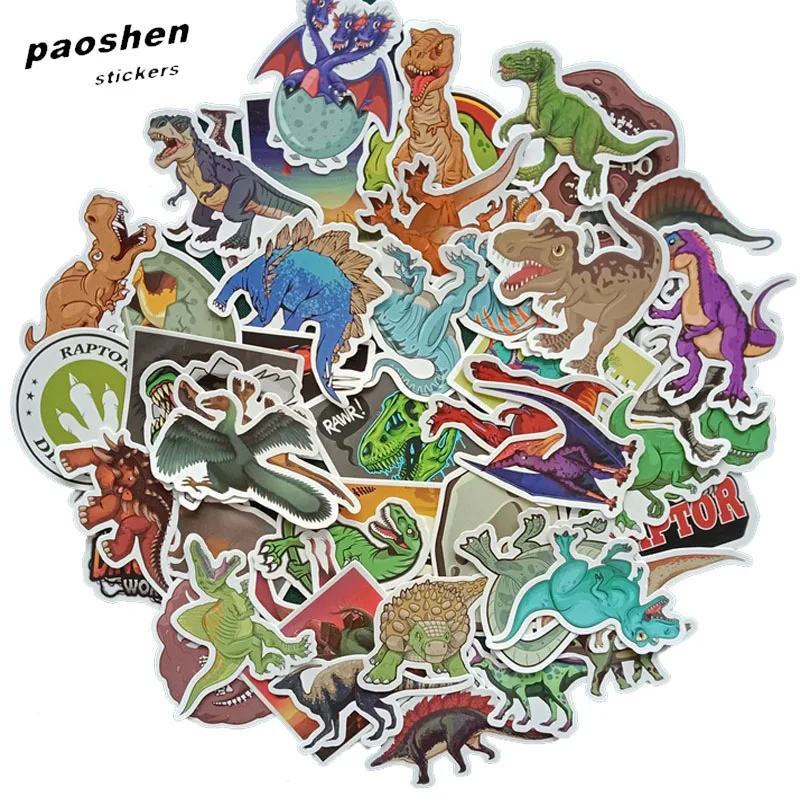 

50pcs Dinosaur series Stickers Funny JDM Kids Toy Sticker for DIY Luggage Laptop Skateboard Motorcycle Phone Waterproof Sticker