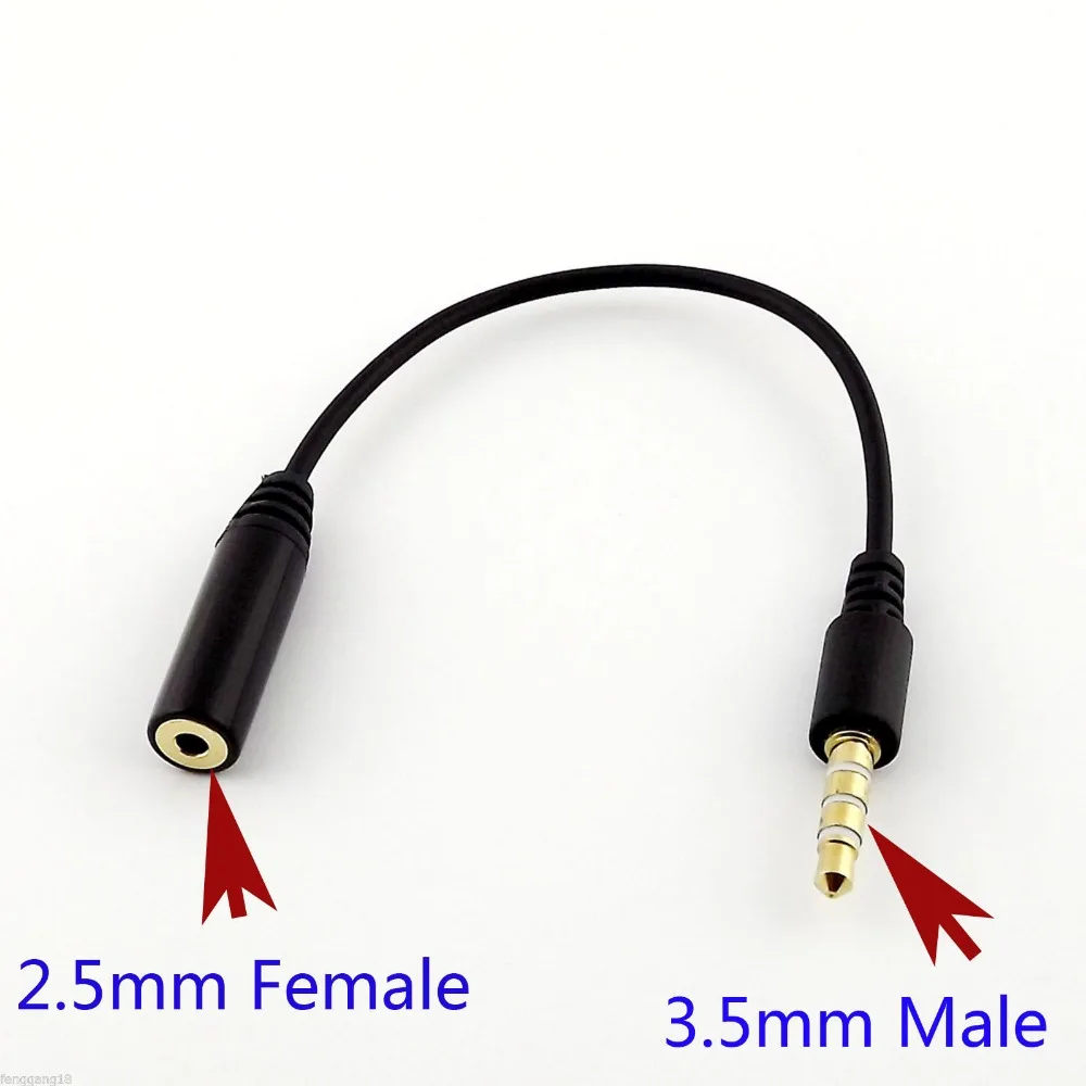

1pc Audio Adapter Cable 2.5mm Female Stereo To 3.5mm 1/8" Male 4 Pole 15cm