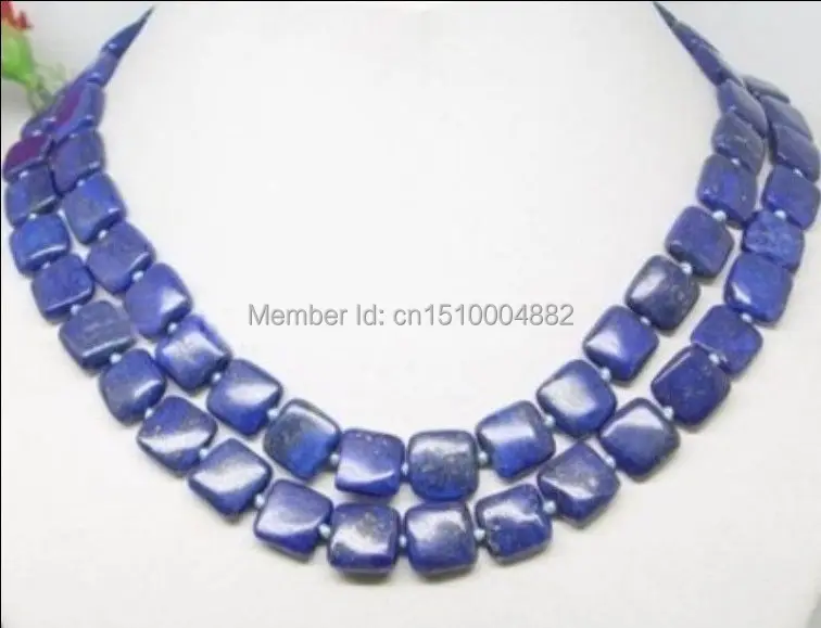 

free shipping 00300 Natural 12x12MM lapis lazuli Jewelry Necklace 35