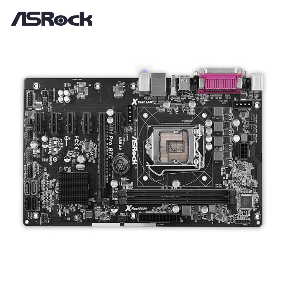 Оригинал ASRock H81 PRO BTC R2.0 рабочего Материнская плата добыча доска LGA 1150 i3 i5 i7 DDR3 16 г