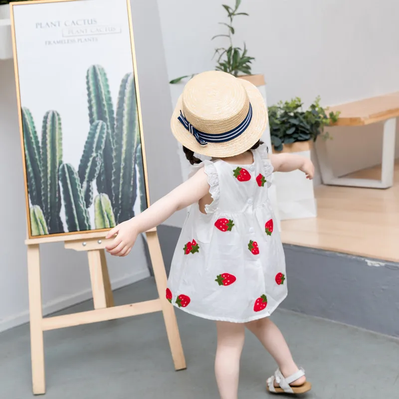 0-3Y Baby Girl Dress 2018 Infant Summer Embroidery Flower Strawberry Cotton Dress 1 Year First Birthday Newborn Party Dresses (14)