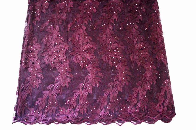 Burgundy french lace fabric