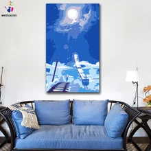 DIY Раскрашивание картины по номерам с цветами синий свернутый поезд пейзаж Картина Рисунок Живопись по номерам оформлена дома