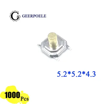 

1000 pieces/lot touch switch 5.2*5.2*4.3mm 4 PIN Metal Tactile 12V Micro SMT tact switch Push Button Switch High-Quality