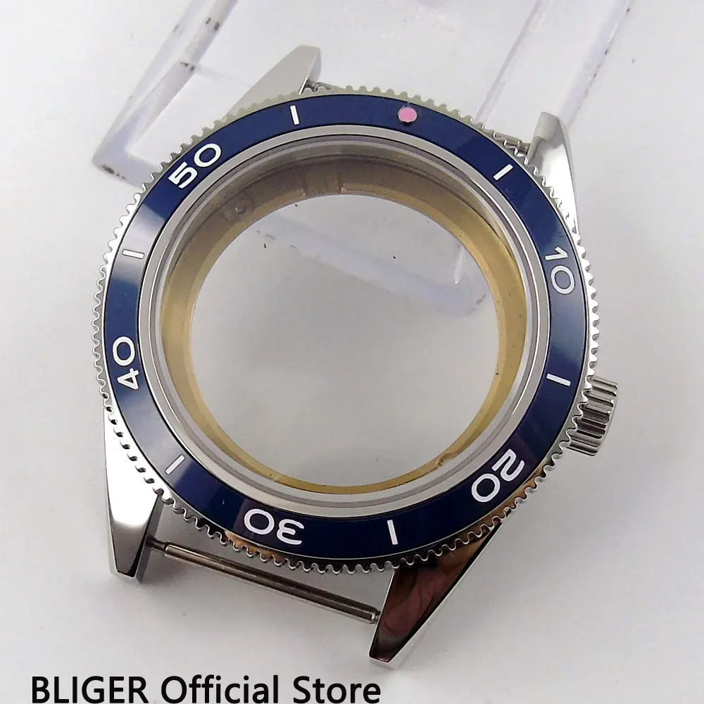 Мода 41 мм bliger одноцветное 316L нержавеющая сталь синий - Цена: 