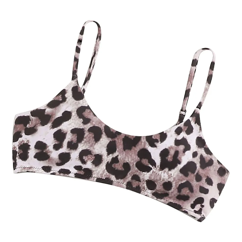 

Leopard Printed Sexy Halter Crop Top Women Backless Bandage Lace Up Women Sexy Bikini Leopard Print Bathing Beachwear Top #DX