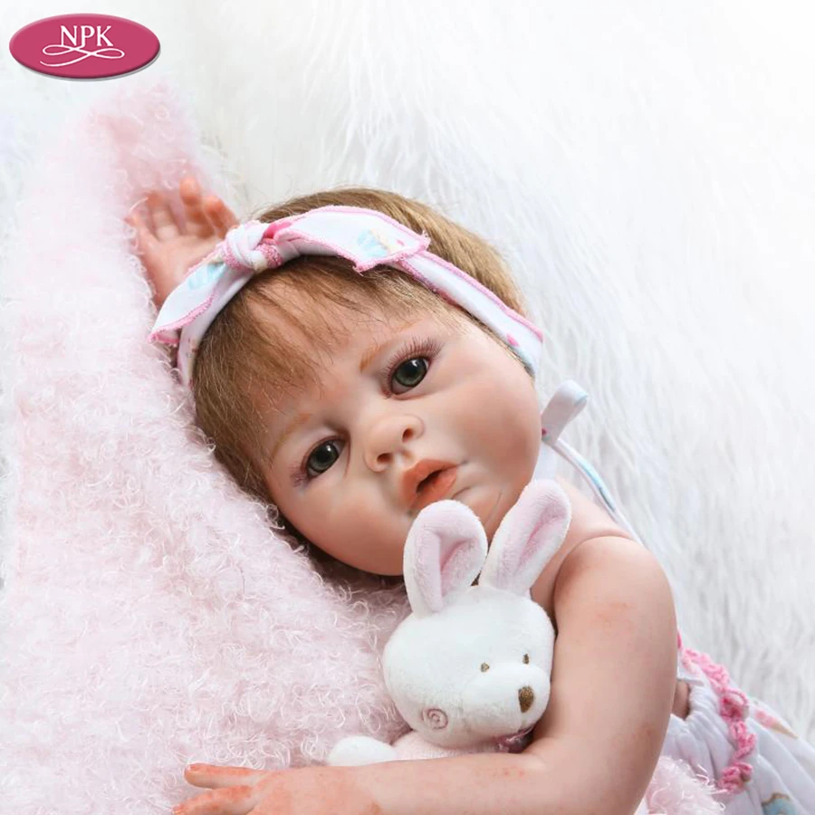 NPK 50CM Realistic Newborn Baby Girls Full Body SIlicone Reborn Babies Dolls Adorable Girl Kids Bath Toys Playmate Doll Boneca (4)