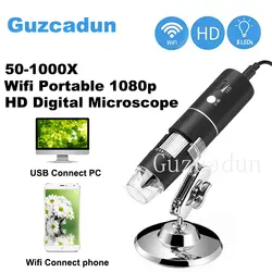 Мини цифровой микроскоп с Wi-Fi 1080 P HD Дисплей 1000X Лупа электронно-цифровой портативный микроскоп эндоскопа Увеличить Камера