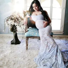 Реквизит для фотосъемки беременных ткань кружева материнства вне плечо элегантный пикантный халат съемки фото платье для беременных