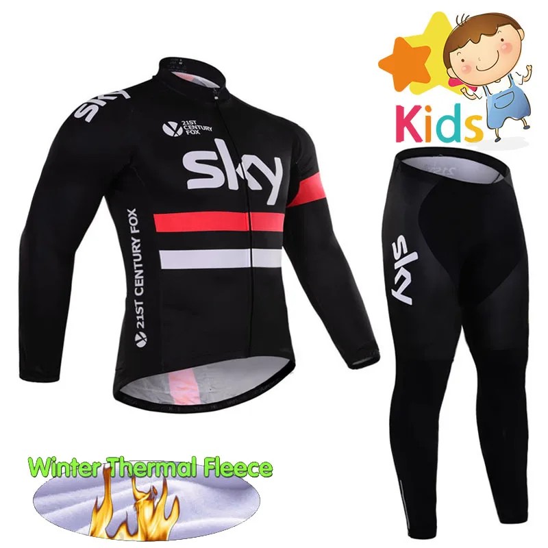 

Winter Children's Super Warm Cycling Jersey Set Kid Ropa Ciclismo Invierno Hombre Thermal Fleece Cycling Wear Bike Clothing Suit
