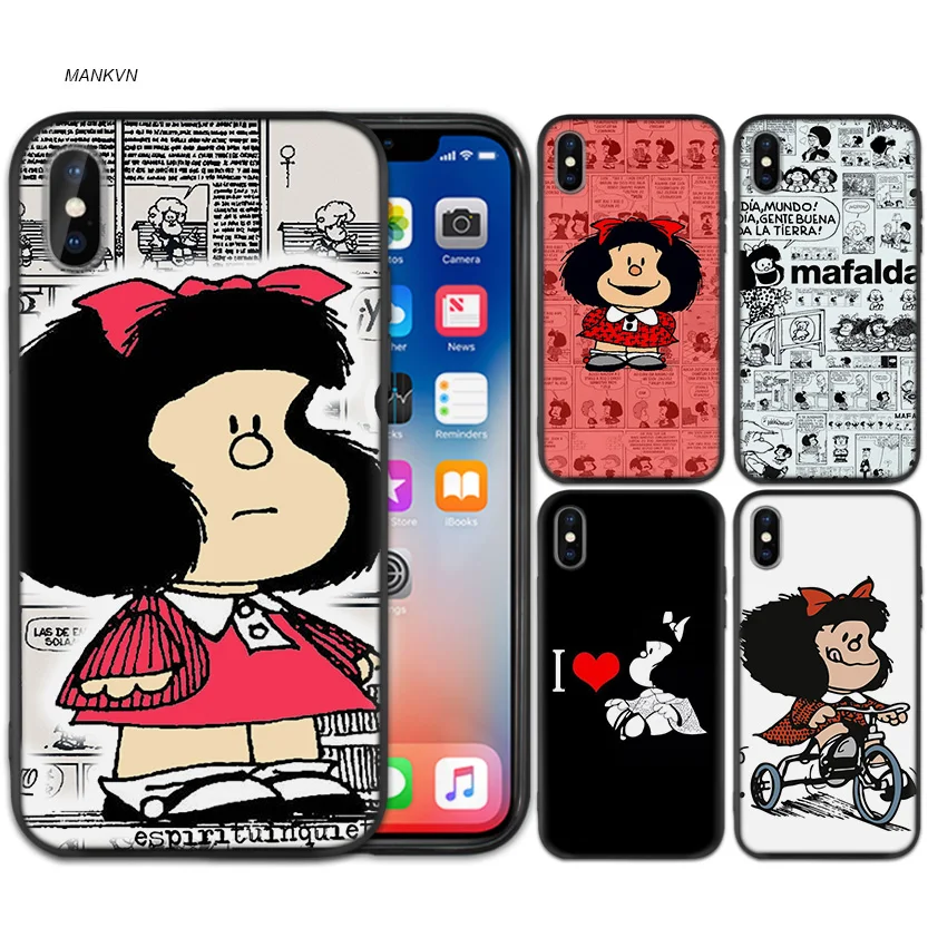 

Mafalda Cartoon Pattern Scrub Silicone Case Fundas for iPhone XS Max X XR 6 6s 7 8 Plus 5 SE 5S iPhone 11 11 ProMax Cover Shell