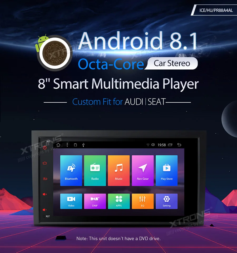 

8" Android 8.1 Oreo Car Multimedia Navigation GPS Radio for Audi A4 2000-2008 & Audi S4 2003-2008 & Audi RS4 2002-2008 & Seat