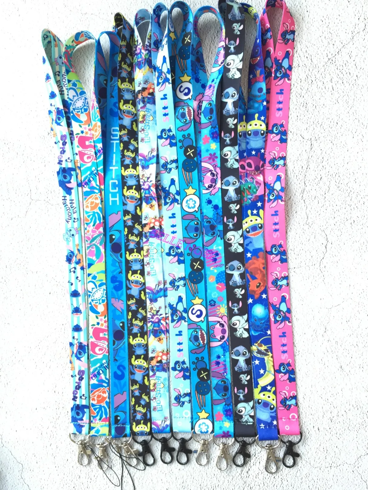 

Lot 11pcs 11 design cartoon stitch Key Lanyard Badge ID Cards Holders Neck Straps with Keyring