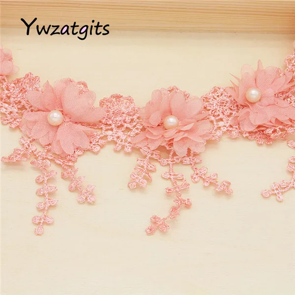 C2 Flesh pink Ywzatgits 1 ярд 7 см Цветочная вышивка из кружевной ткани Отделка ленты для самостоятельного пошива одежды одежда материалы аксессуары YN0502 - Цвет: C2 Flesh pink